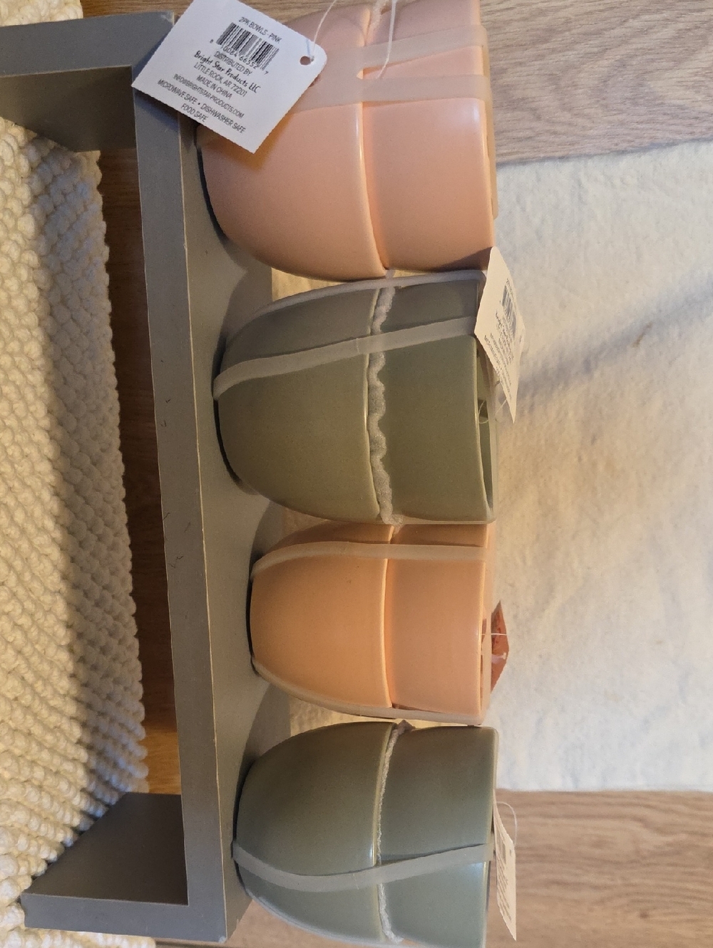 Set of 4 Ceramic Pastel Votive Holders - Peach & Sage